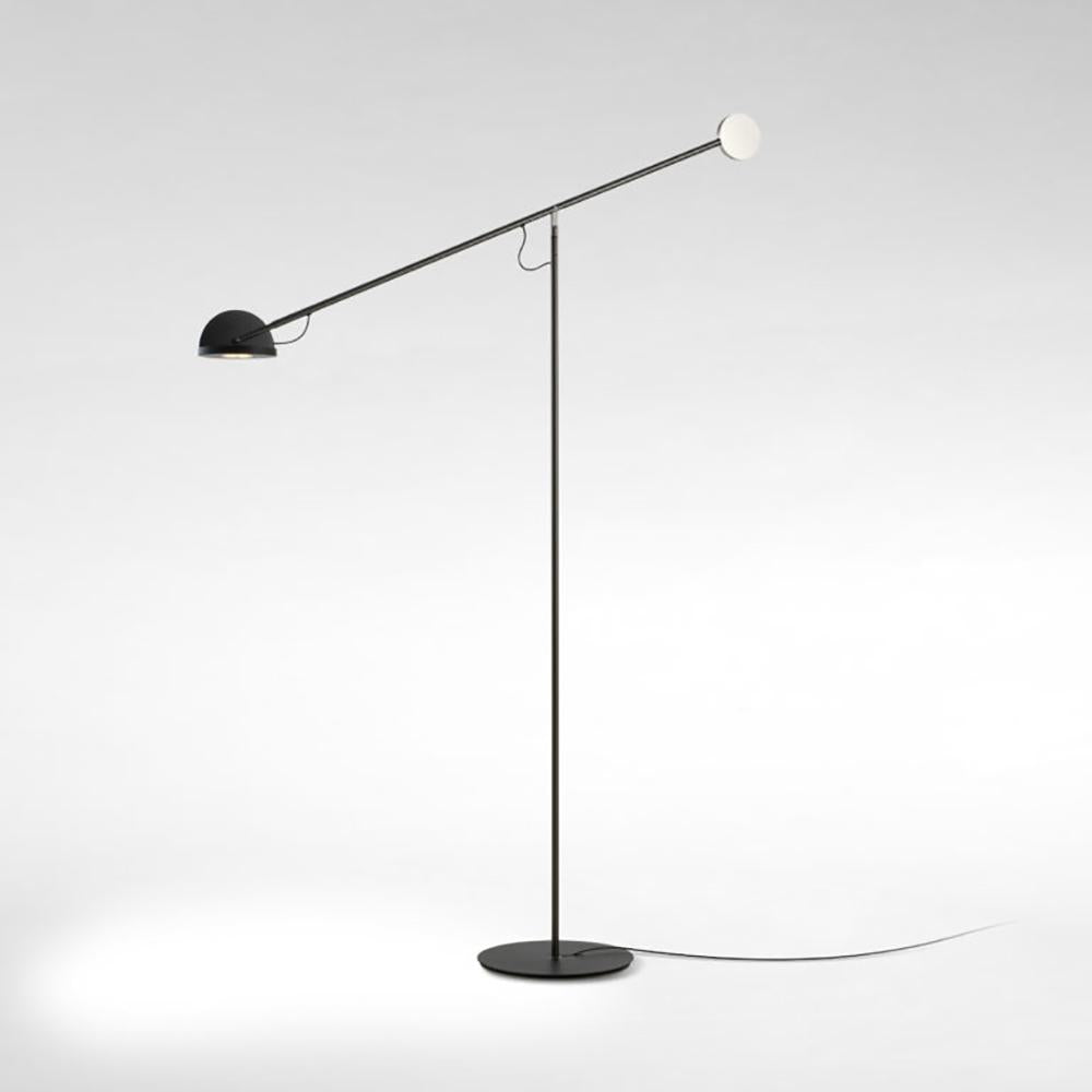 Copernica P LED Floor Lamp in Satin Nickel.