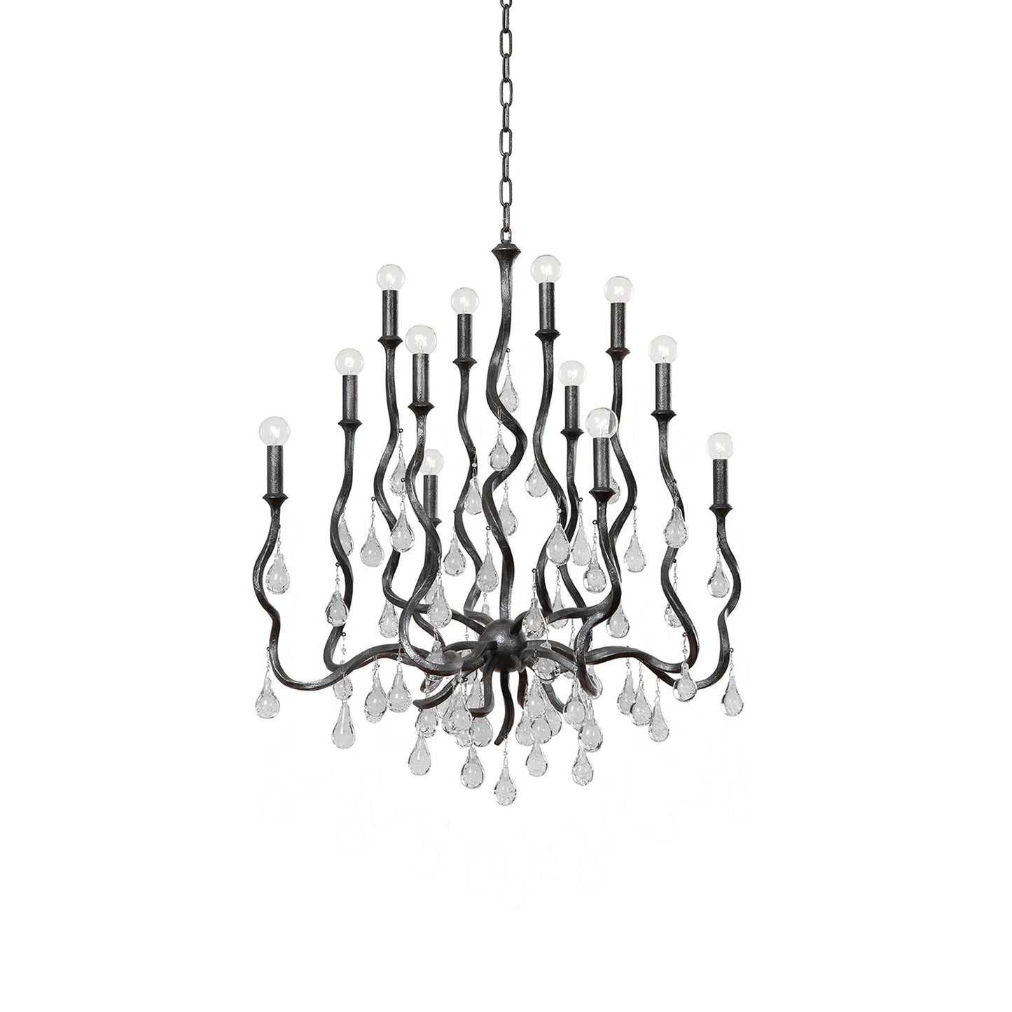 Aveline Chandelier in Black Silver Leaf (12-Light).