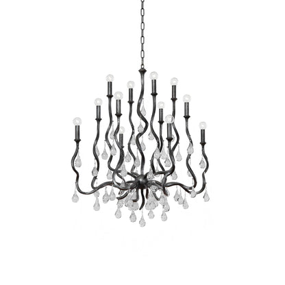 Aveline Chandelier in Black Silver Leaf (12-Light).