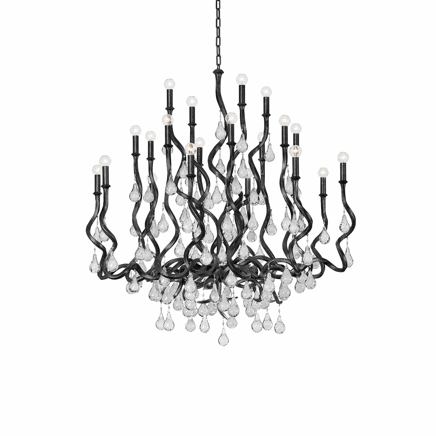 Aveline Chandelier in Black Silver Leaf (20-Light).