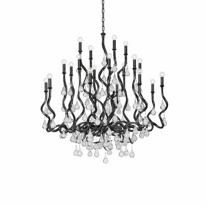 Aveline Chandelier in Black Silver Leaf (20-Light).