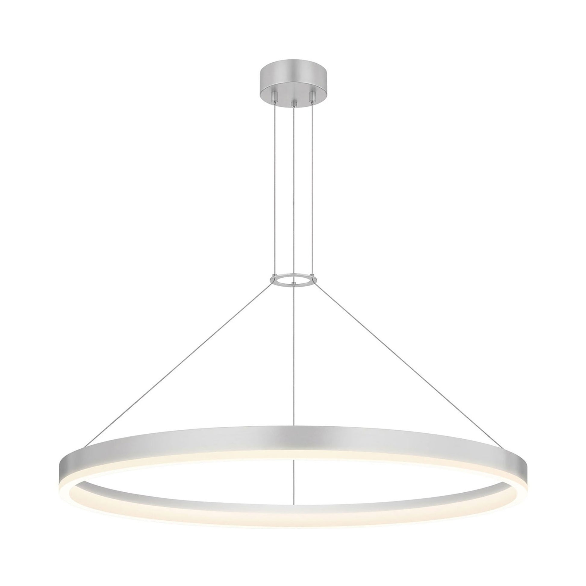 Corona Ring LED Pendant Light in Large/Bright Satin Aluminum.