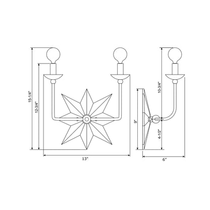 Astro Double Wall Light - line drawing.