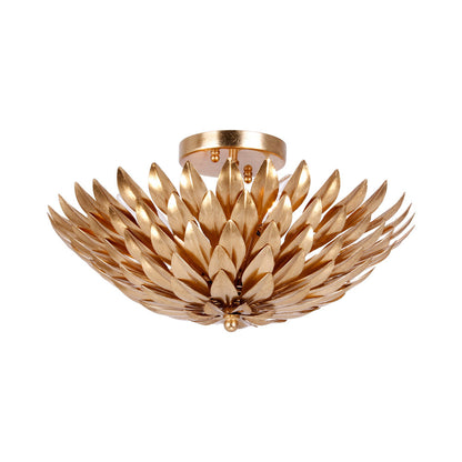 Broche Semi Flush Mount Ceiling Light in Antique Gold (4-Light).