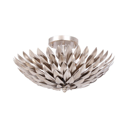 Broche Semi Flush Mount Ceiling Light in Antique Silver (4-Light).