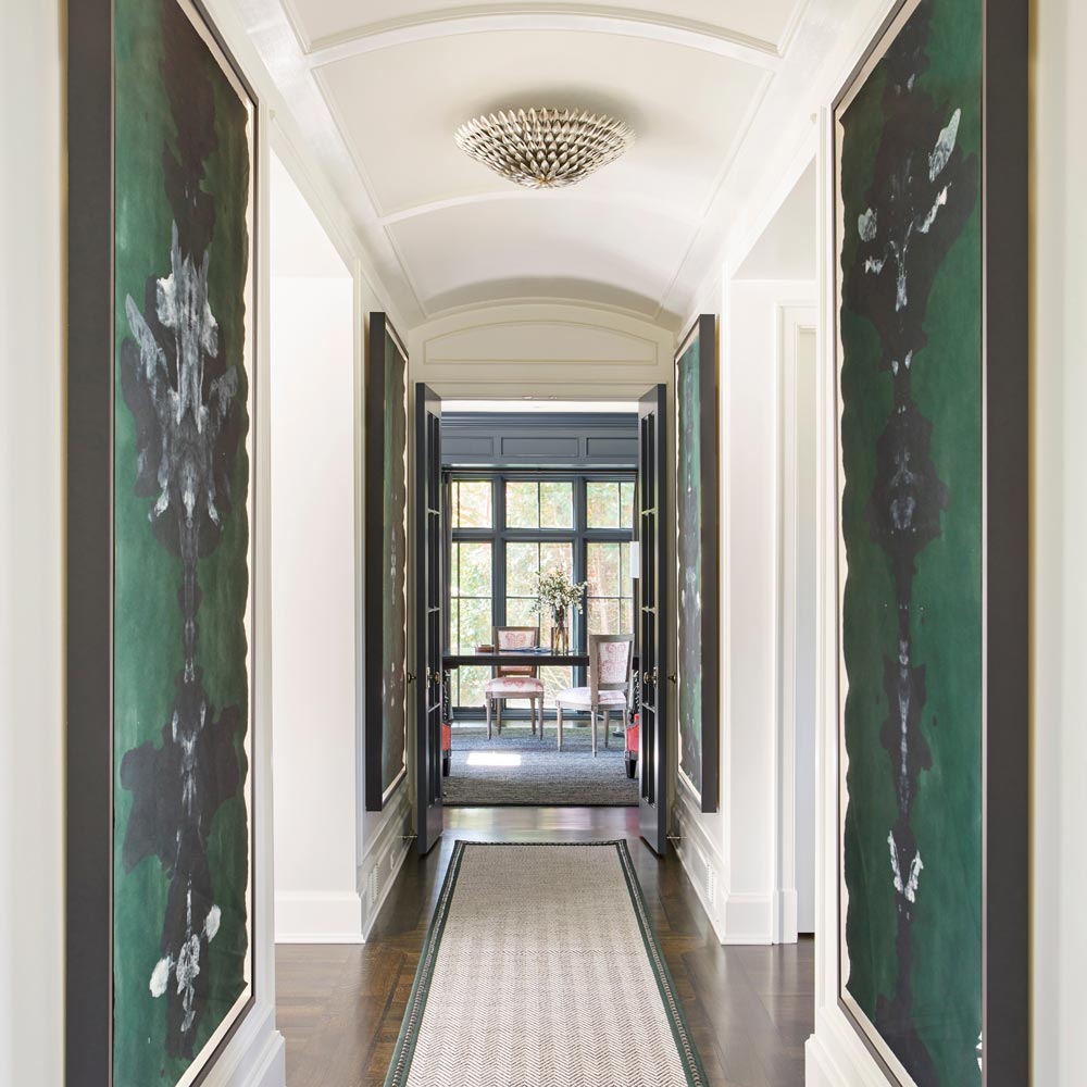 Broche Semi Flush Mount Ceiling Light in hallway.