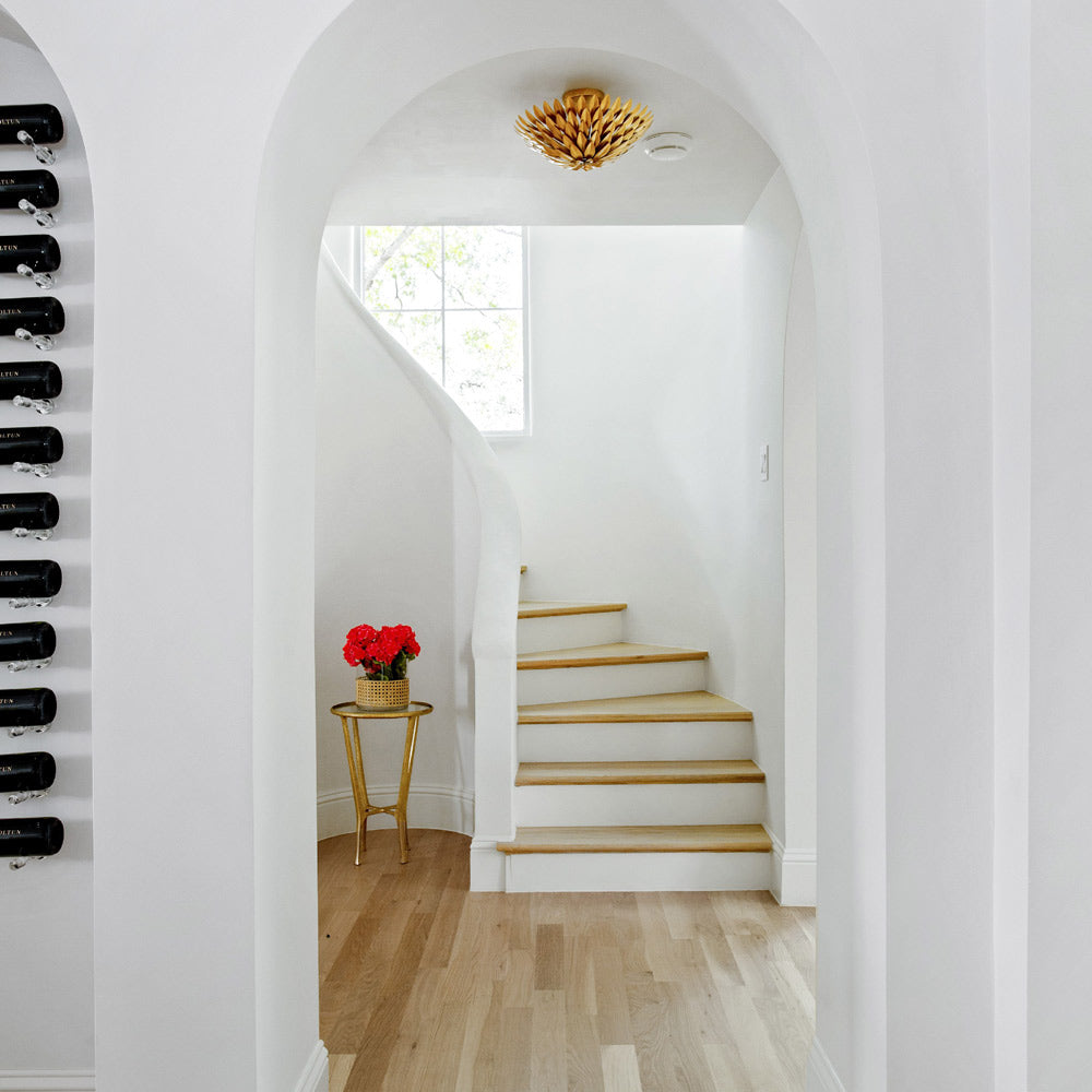 Broche Semi Flush Mount Ceiling Light in hallway.