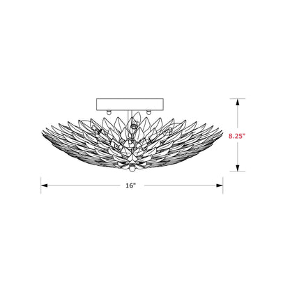 Broche Semi Flush Mount Ceiling Light - line drawing.