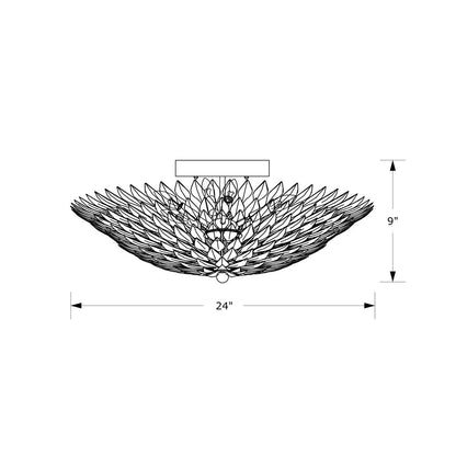 Broche Semi Flush Mount Ceiling Light - line drawing.