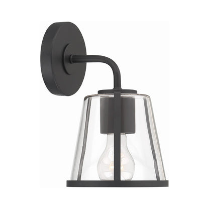 Fulton Bath Wall Light in Black/Clear Glass.