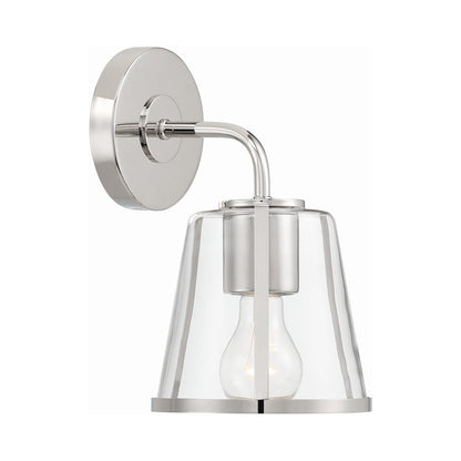 Fulton Bath Wall Light in Polished Nickel/Clear Glass.