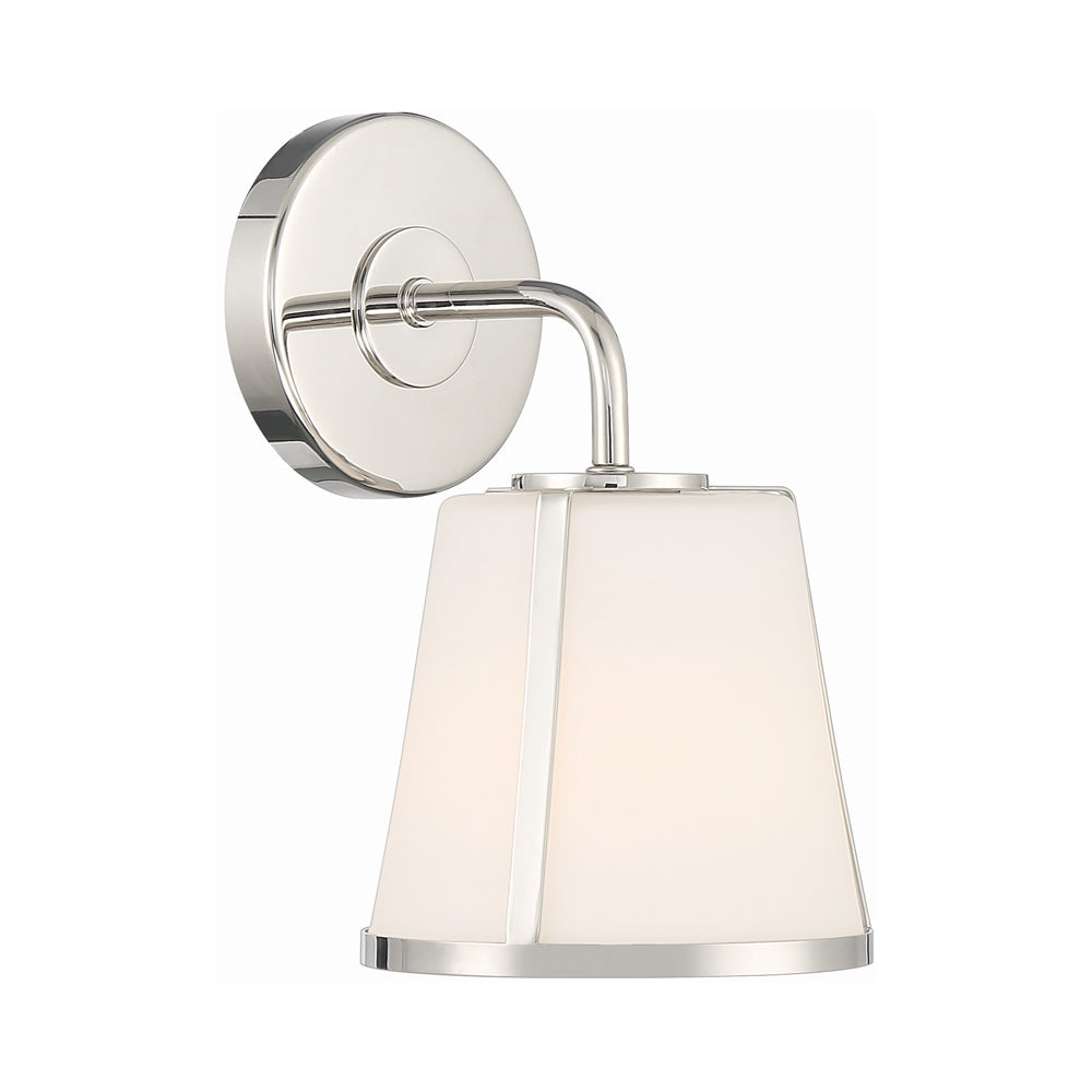 Fulton Bath Wall Light in Polished Nickel/Etched Opal.