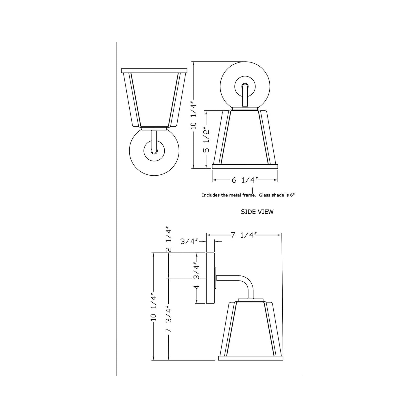 Fulton Bath Wall Light - line drawing.