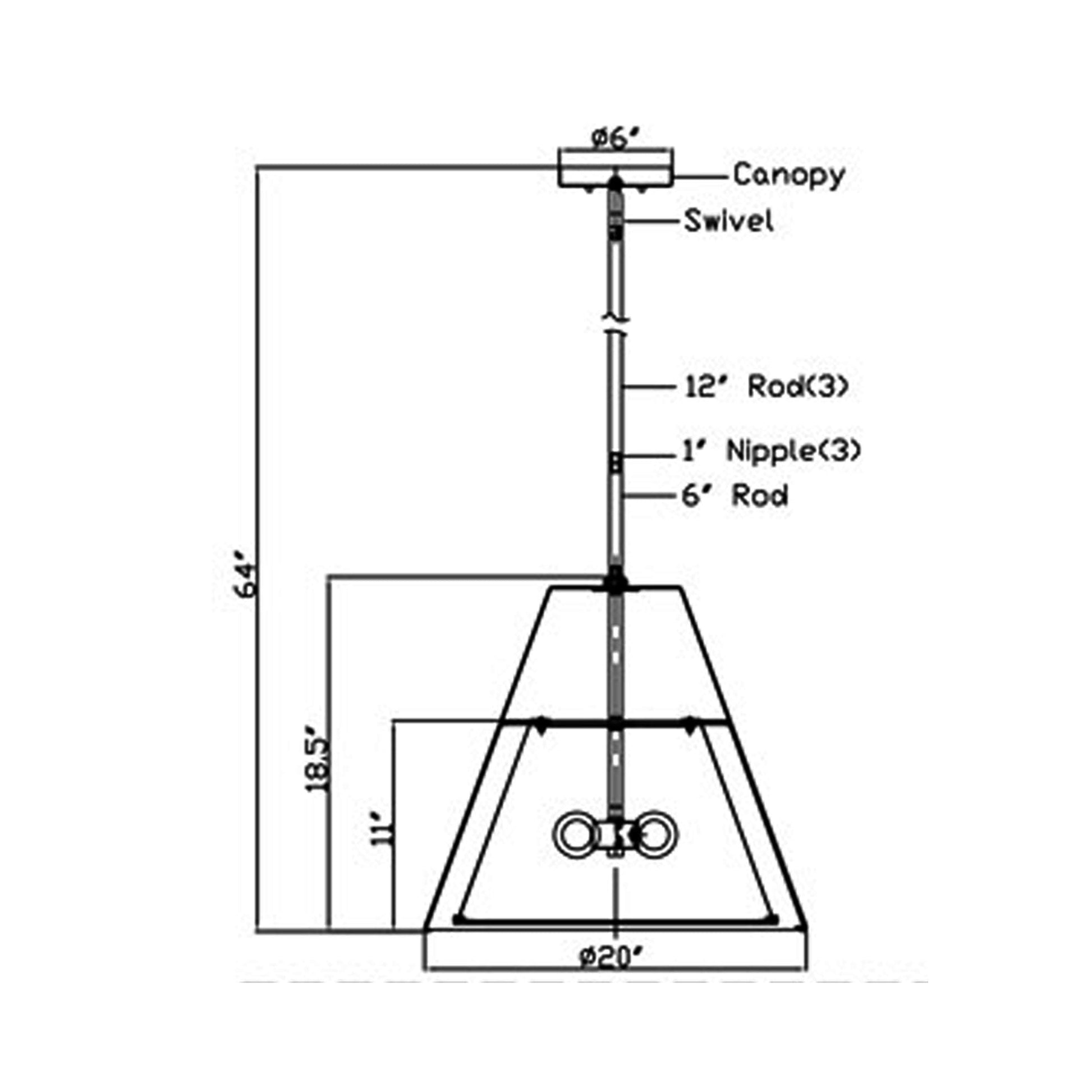 Fulton Pendant Light - line drawing.