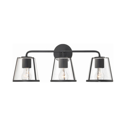 Fulton Vanity Wall Light in Black (Clear Glass).