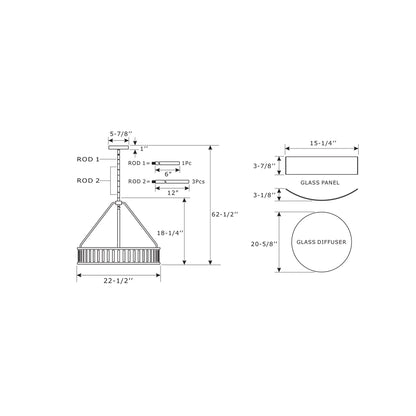 Kendall Pendant Light - line drawing.