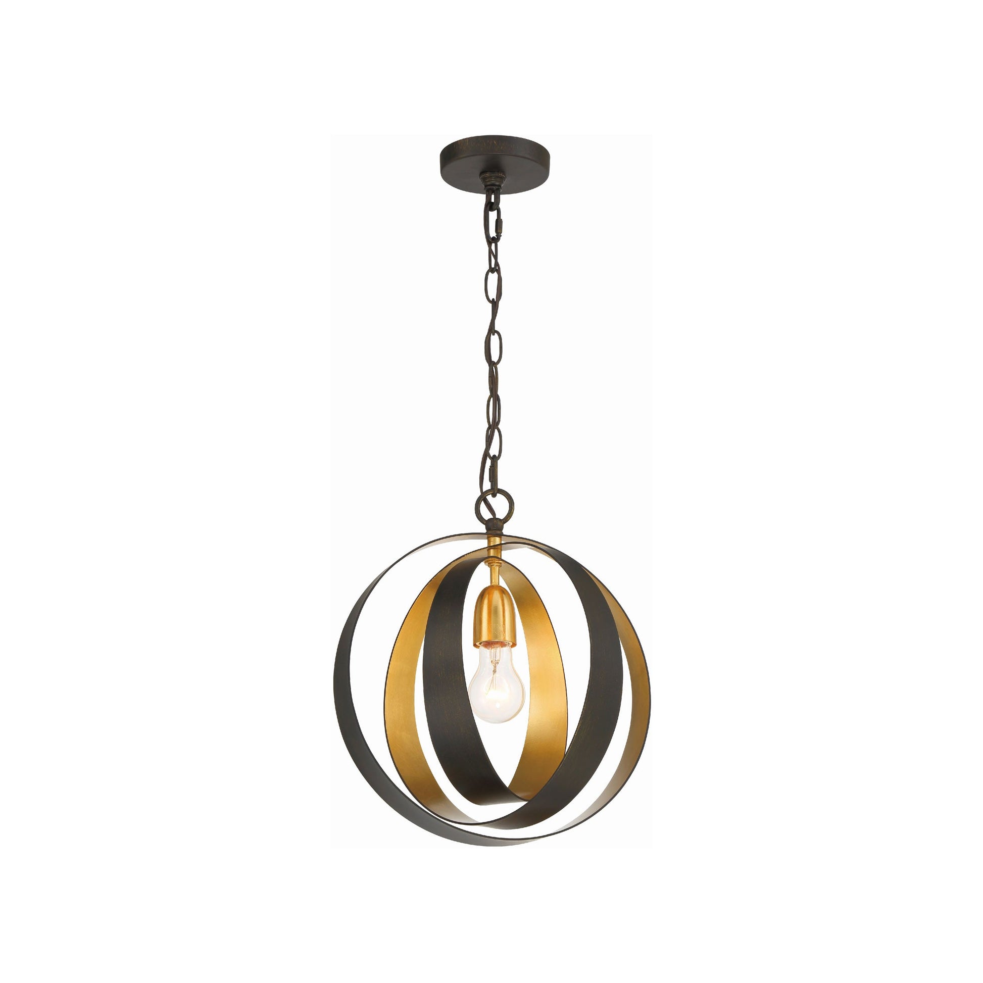 Luna Sphere Chandelier in English Bronze/Antique Gold (1-Light).