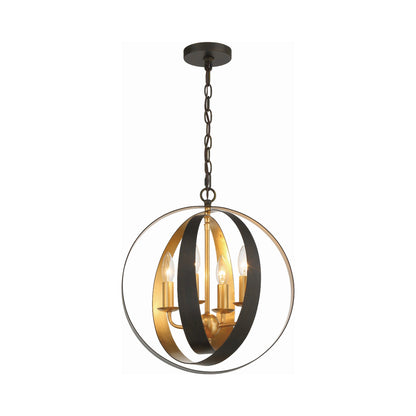 Luna Sphere Chandelier in English Bronze/Antique Gold (4-Light).