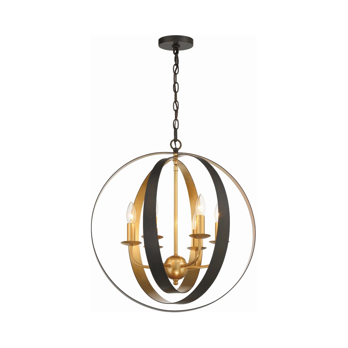 Luna Sphere Chandelier in English Bronze/Antique Gold (6-Light).