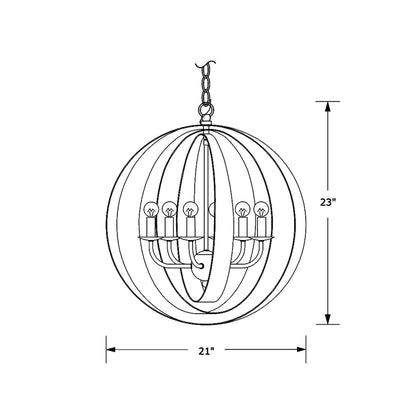 Luna Sphere Chandelier - line drawing.