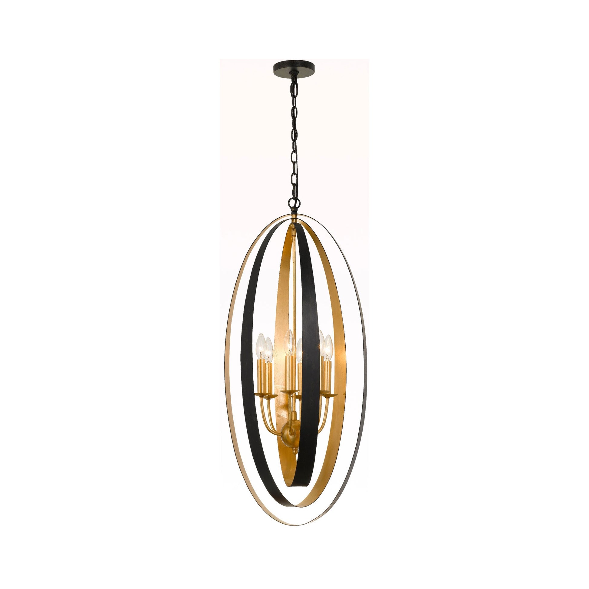 Luna Vertical Pendant Light in English Bronze/Antique Gold.