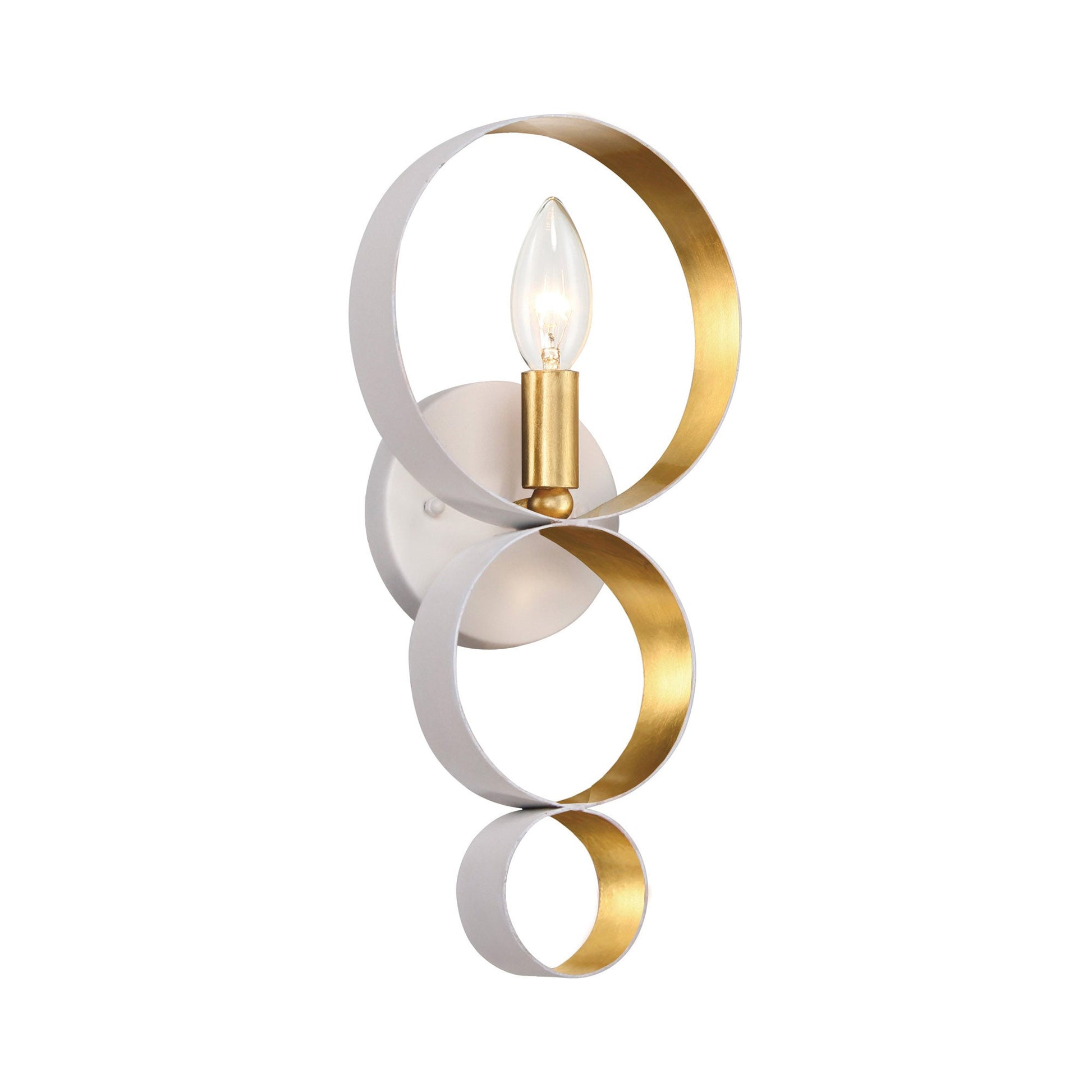 Luna Wall Light in Matte White/Antique Gold.