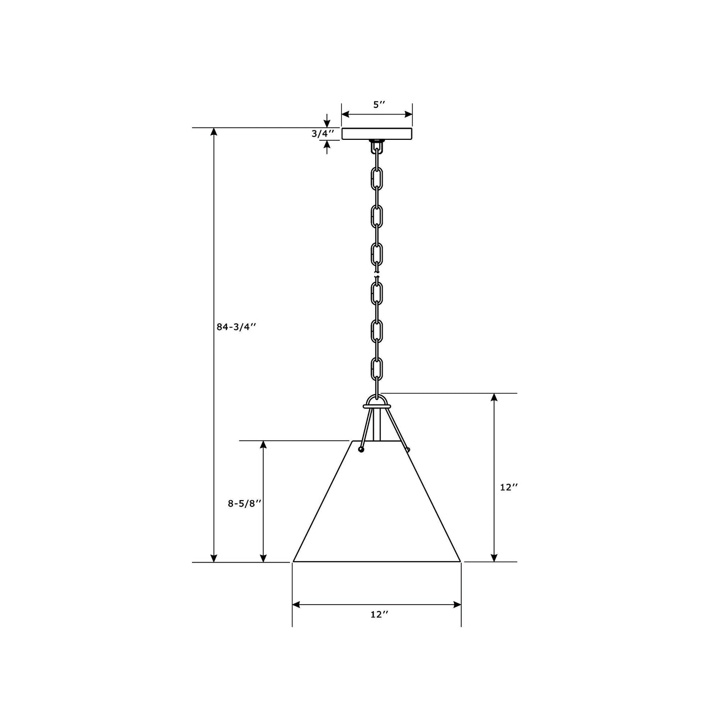 Xavier Pendant Light - line drawing.