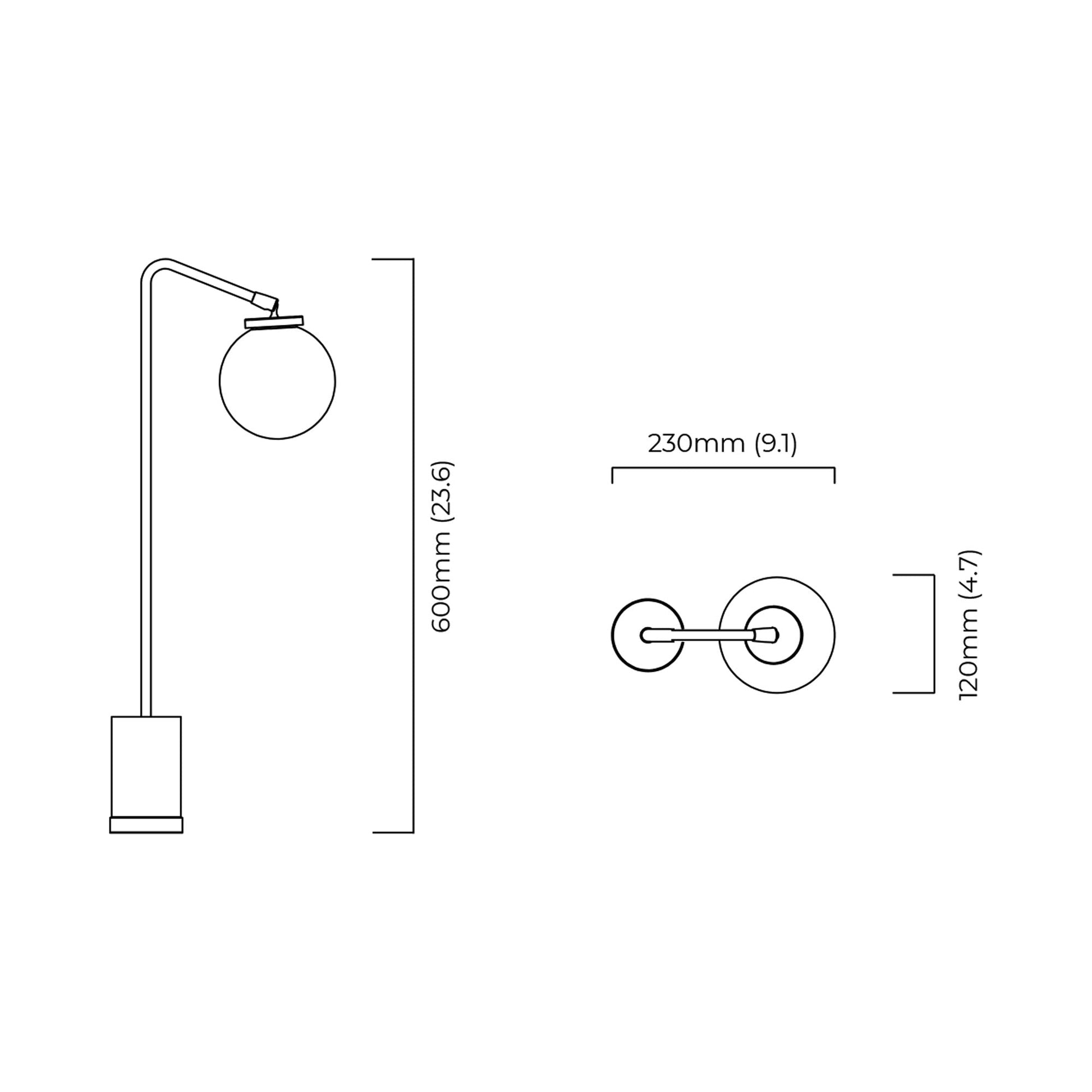 Array Opal Table Light - line drawing.