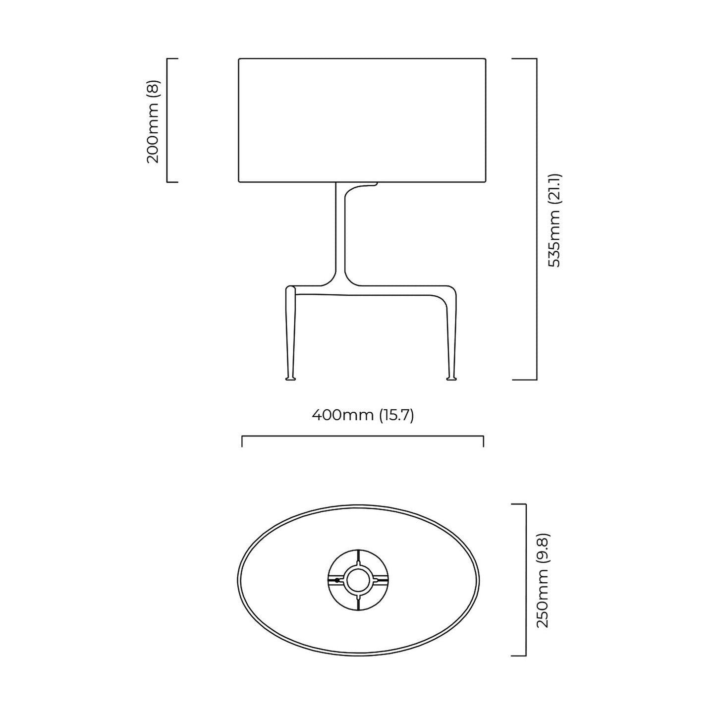 Braque Table Lamp - line drawing.