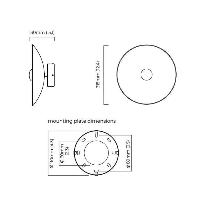 Cielo LED Ceiling/Wall Light - line drawing.