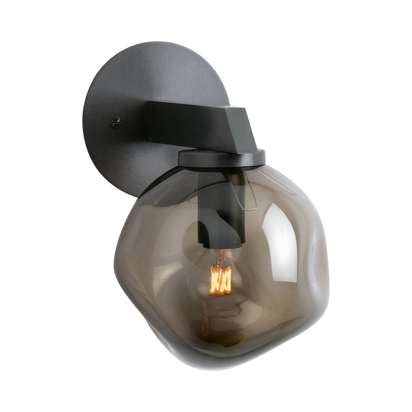 Gaia LED Wall Light in Bronze/Smoked Hand Formed Glass Shade (Short).