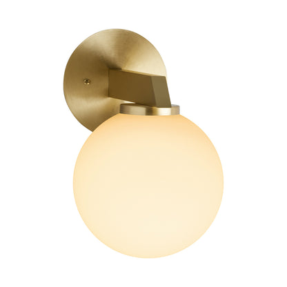Gaia LED Wall Light in Satin Brass/Matt Opal Shade (Short).