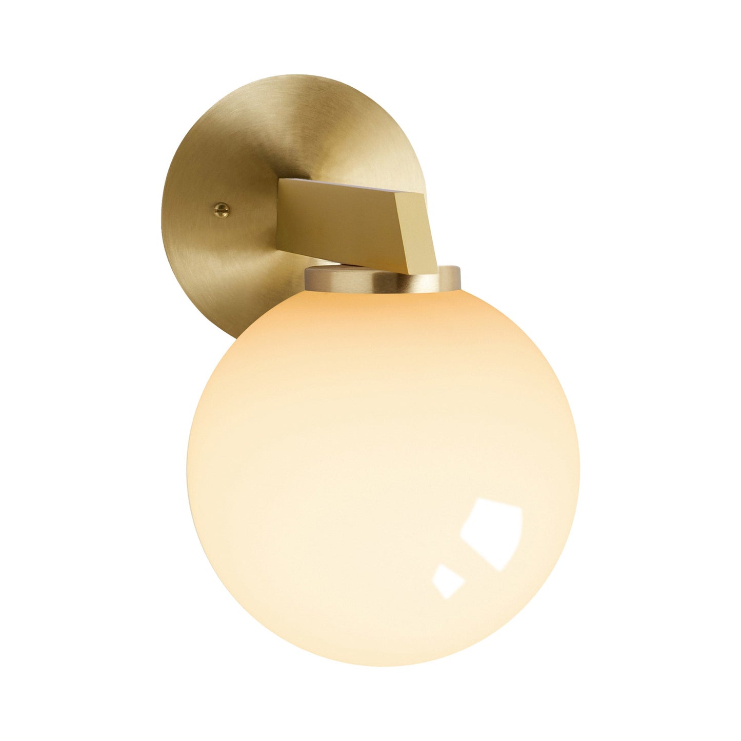 Gaia LED Wall Light in Satin Brass/Shiny Opal Shade (Short).