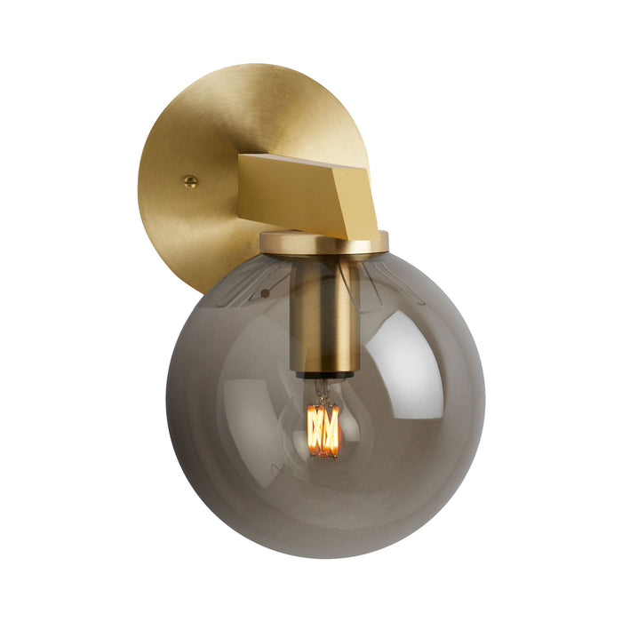 Gaia LED Wall Light in Satin Brass/Tinted Opal Shade (Short).
