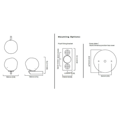 Gaia LED Wall Light - line drawing.