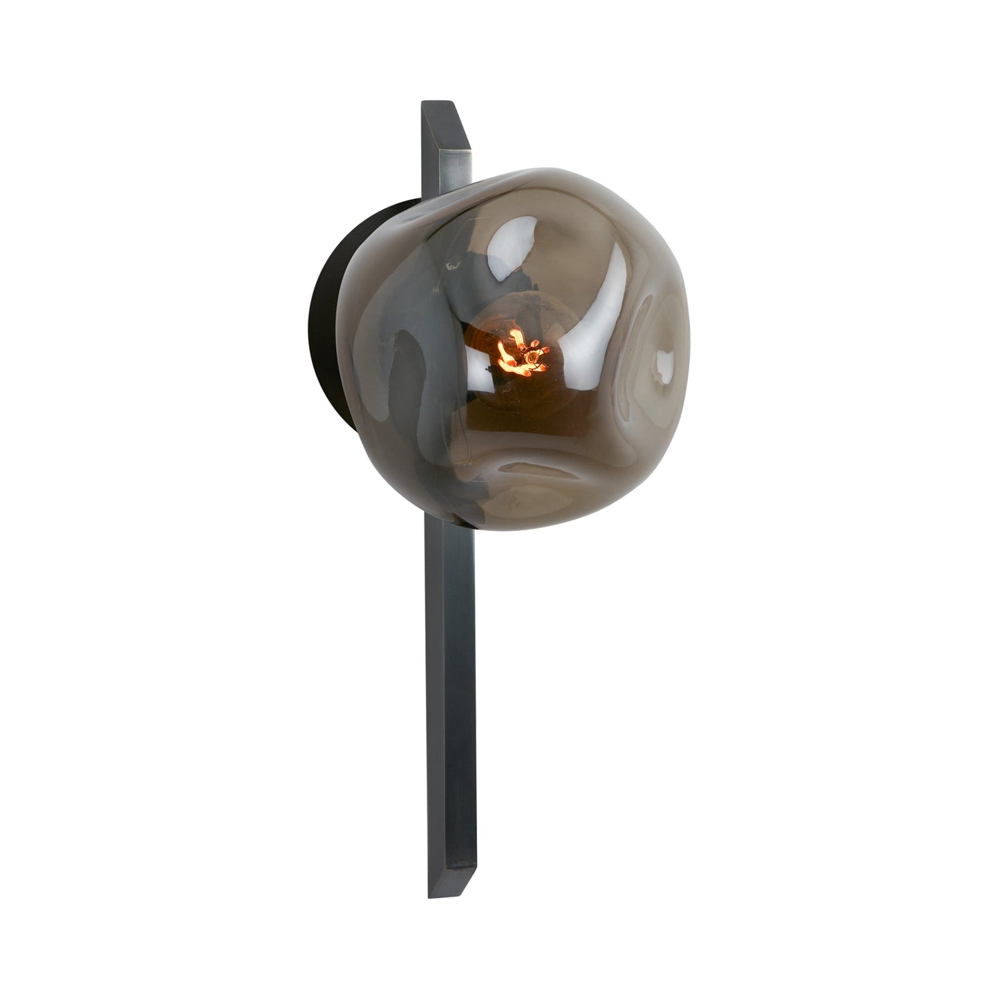 Gaia LED Wall Light in Bronze/Smoked Hand Formed Glass Shade (Tall).