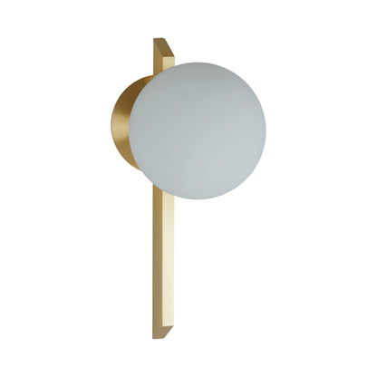 Gaia LED Wall Light in Satin Brass/Matt Opal Shade (Tall).