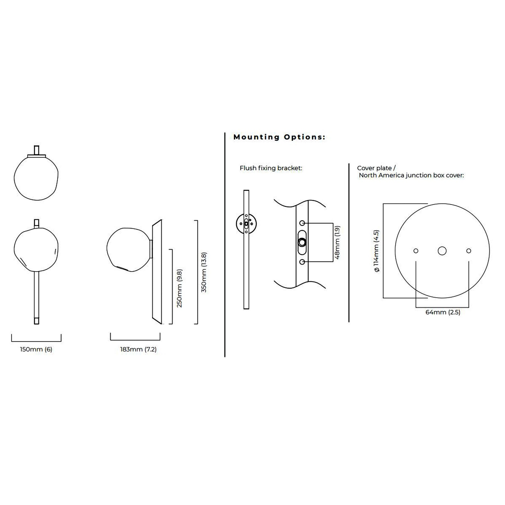 Gaia LED Wall Light - line drawing.