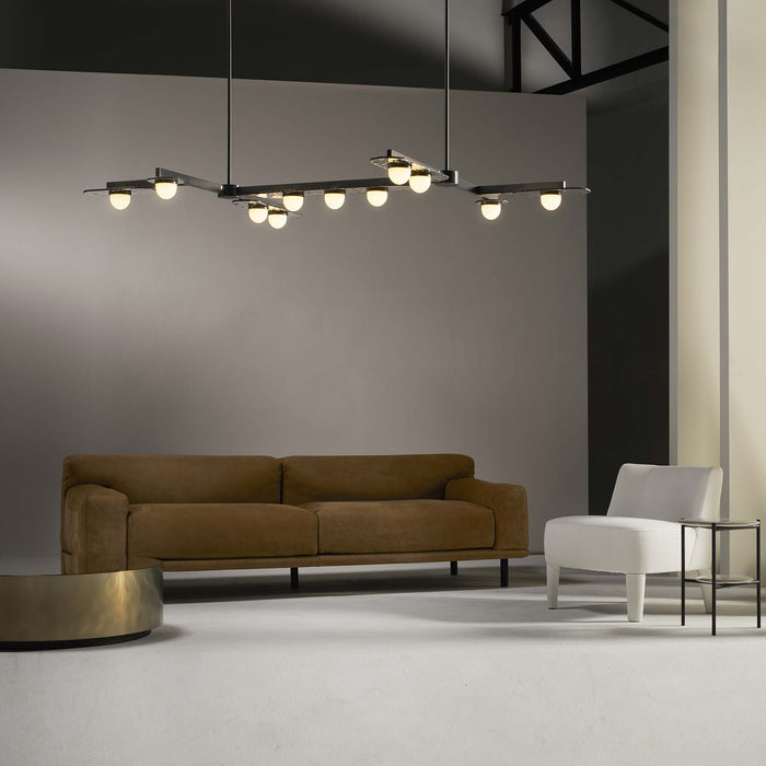 Modulo Grid Linear LED Pendant Light in living room.