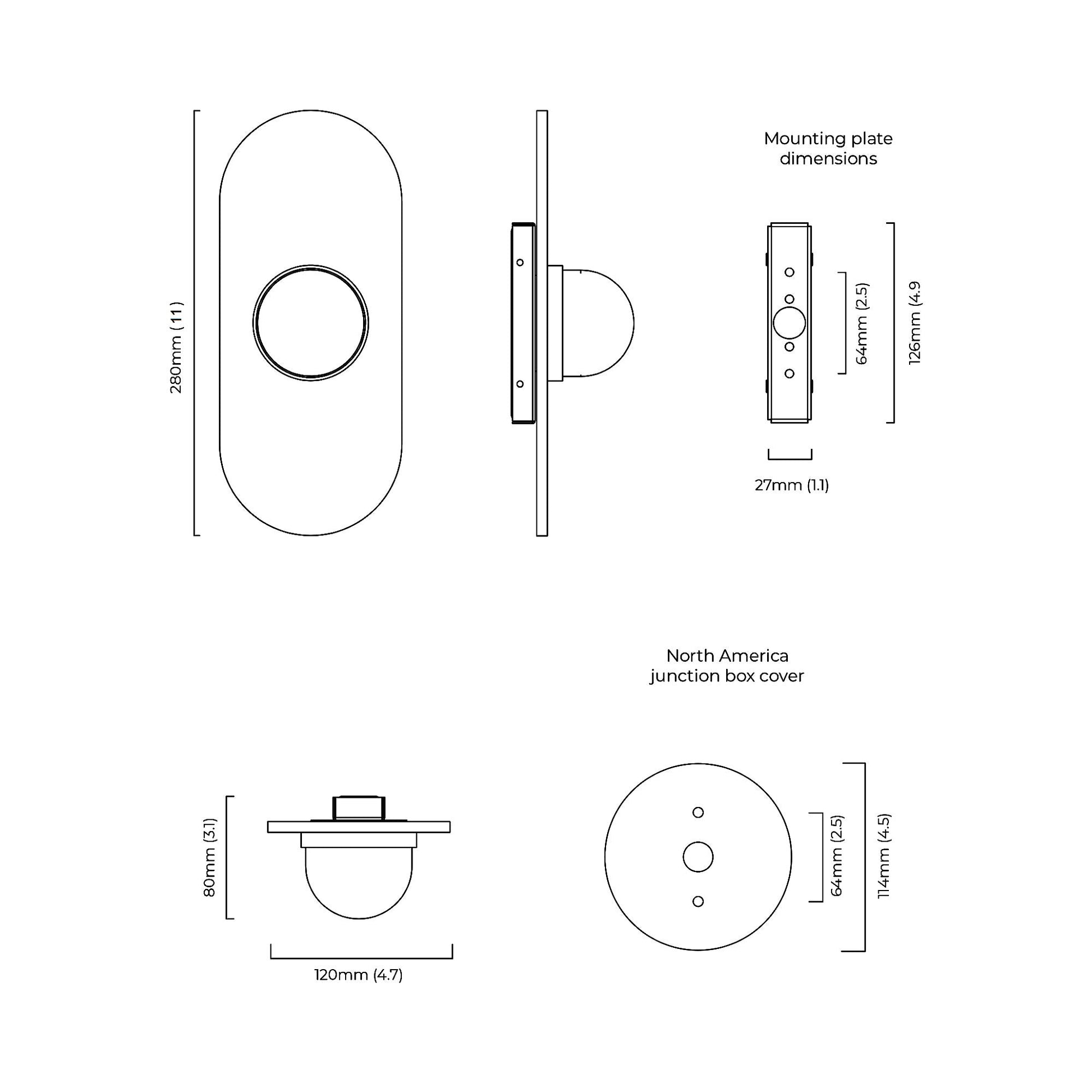 Modulo LED Wall Light - line drawing.