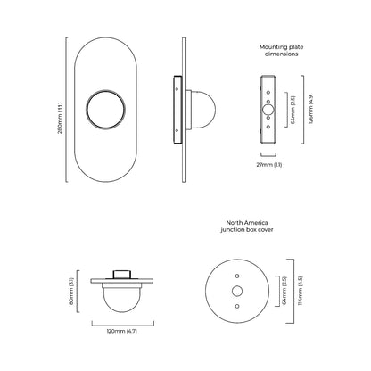 Modulo LED Wall Light - line drawing.