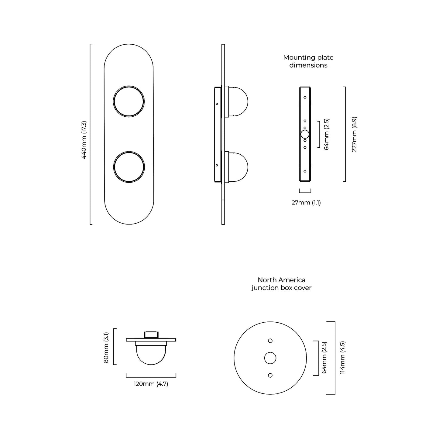 Modulo LED Wall Light - line drawing.