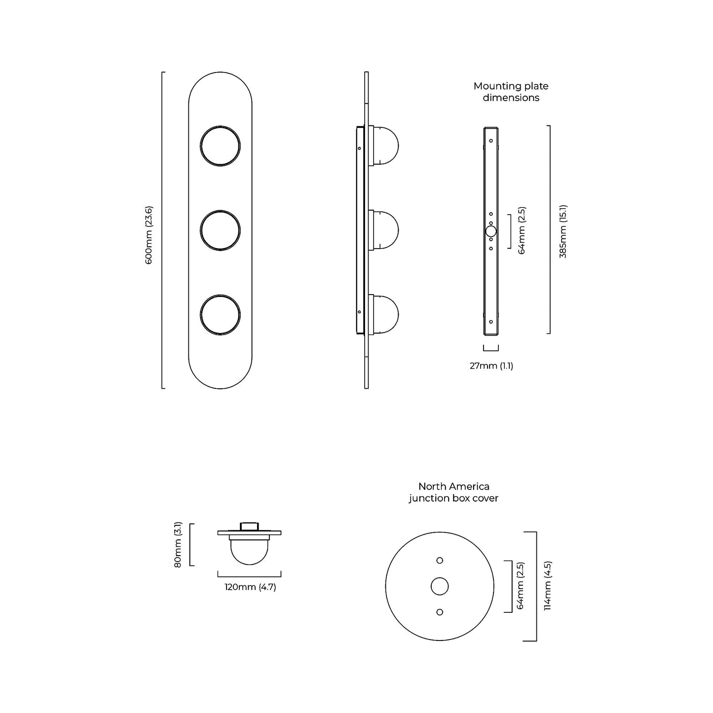 Modulo LED Wall Light - line drawing.