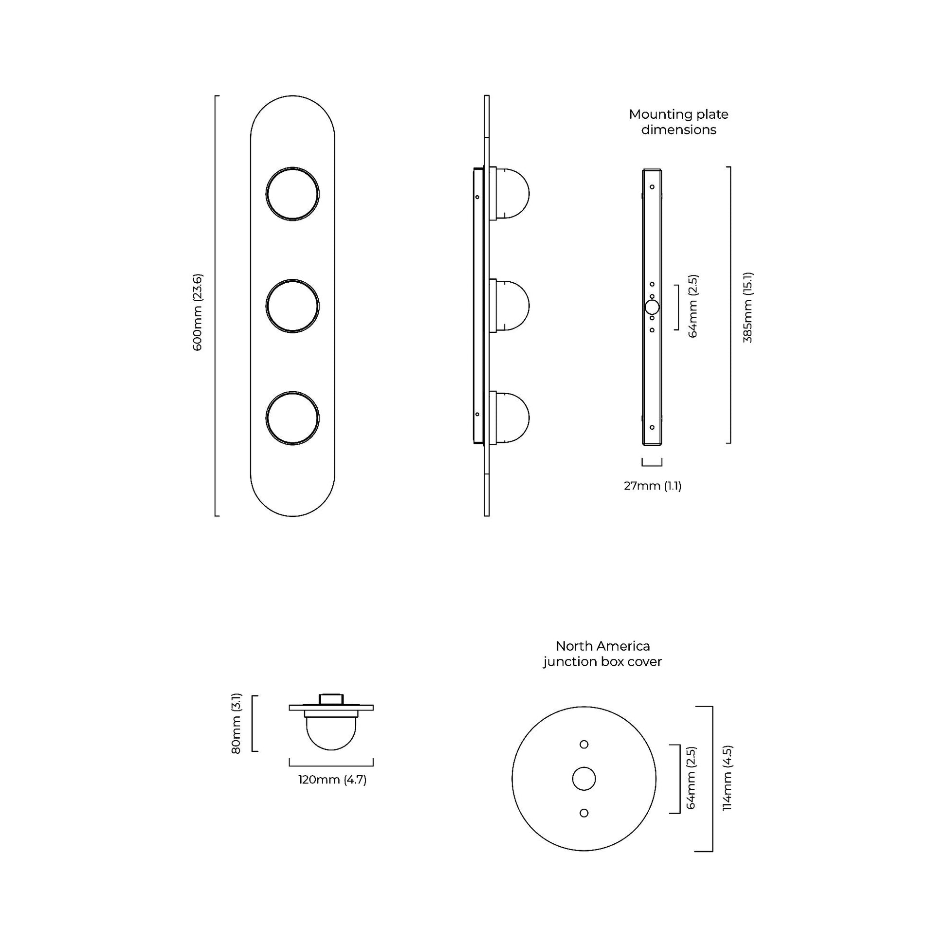 Modulo LED Wall Light - line drawing.