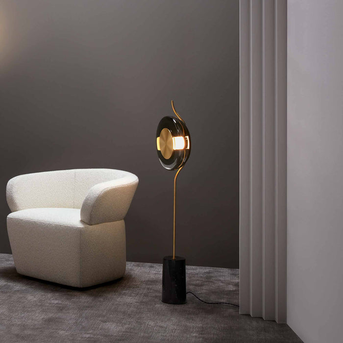 Pendulum LED Floor Lamp in living room.
