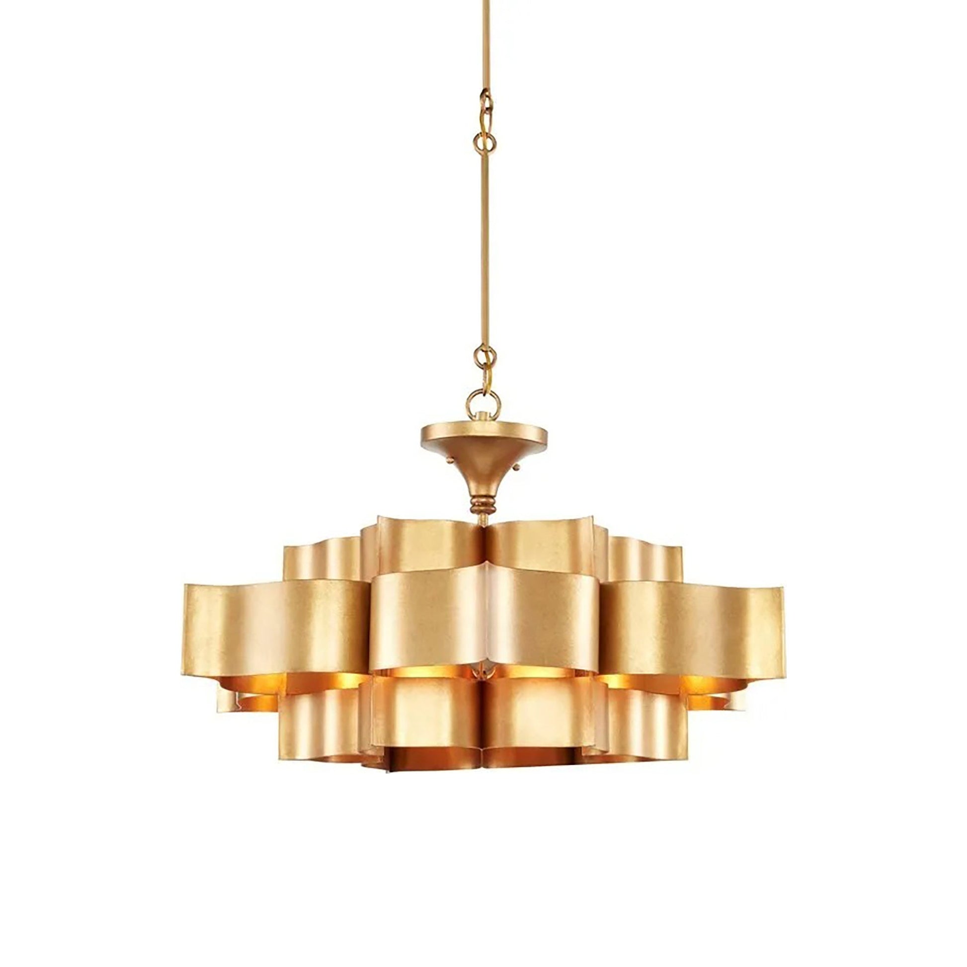 Grand Lotus Chandelier in Anqtique Gold Leaf (Large).