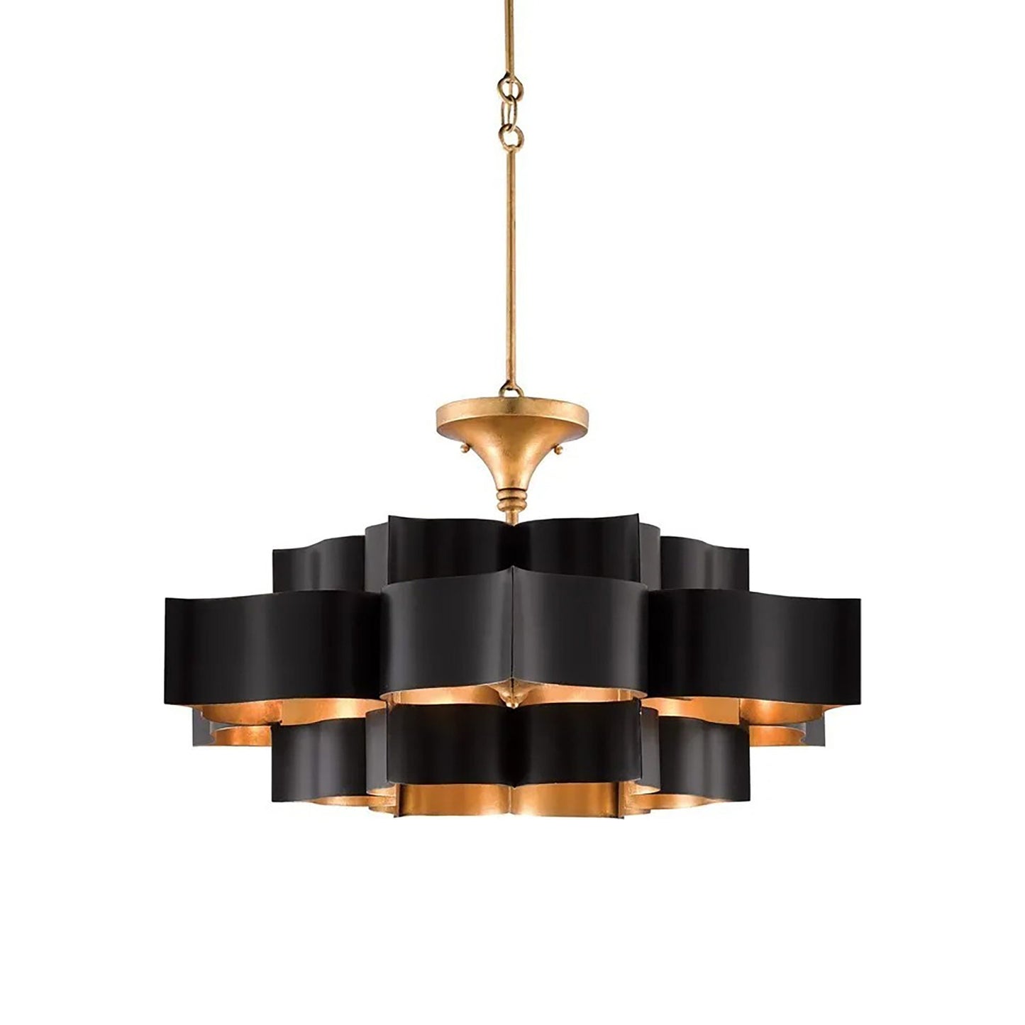 Grand Lotus Chandelier in Satin Black (Large).