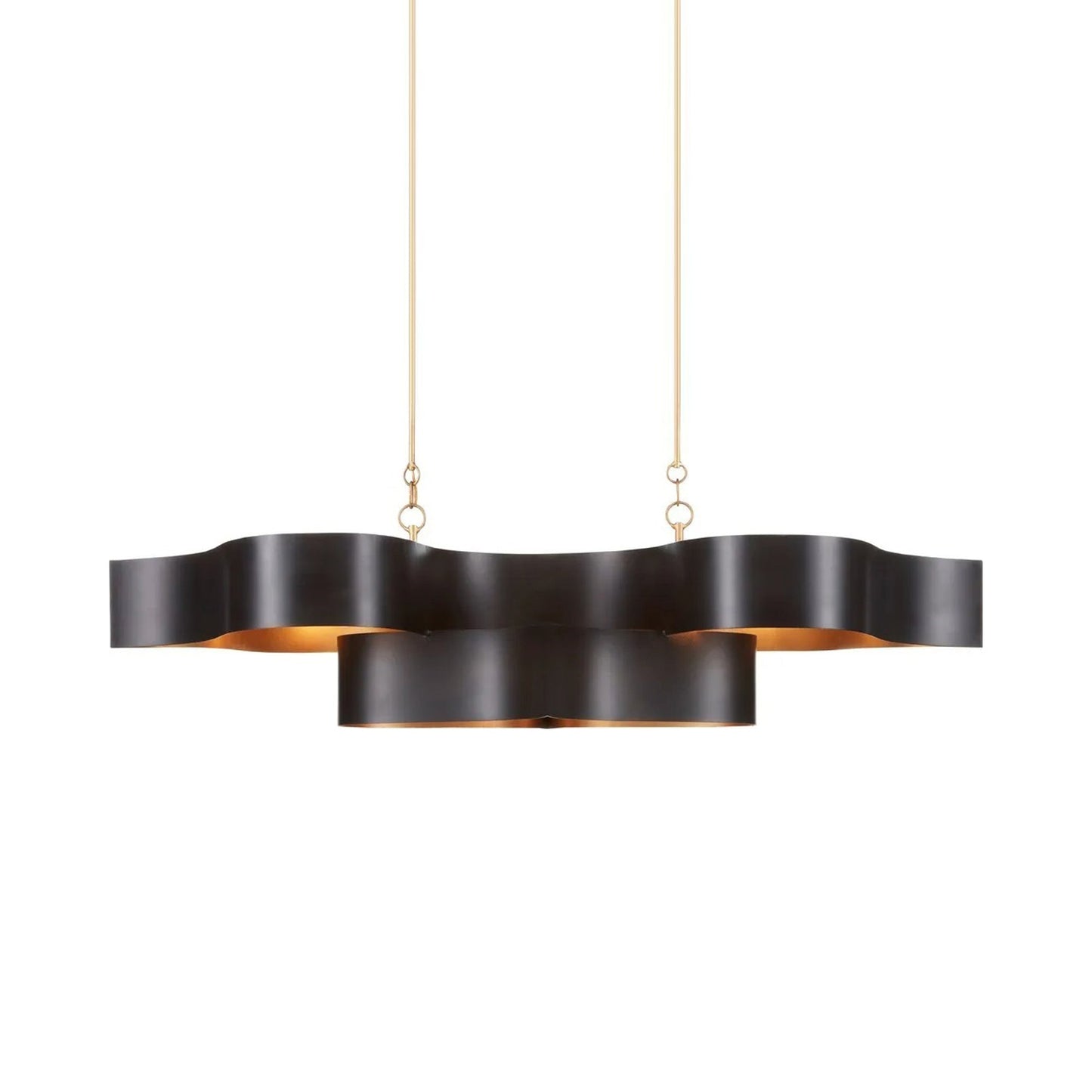 Grand Lotus Linear Pendant Light in Satin Black.