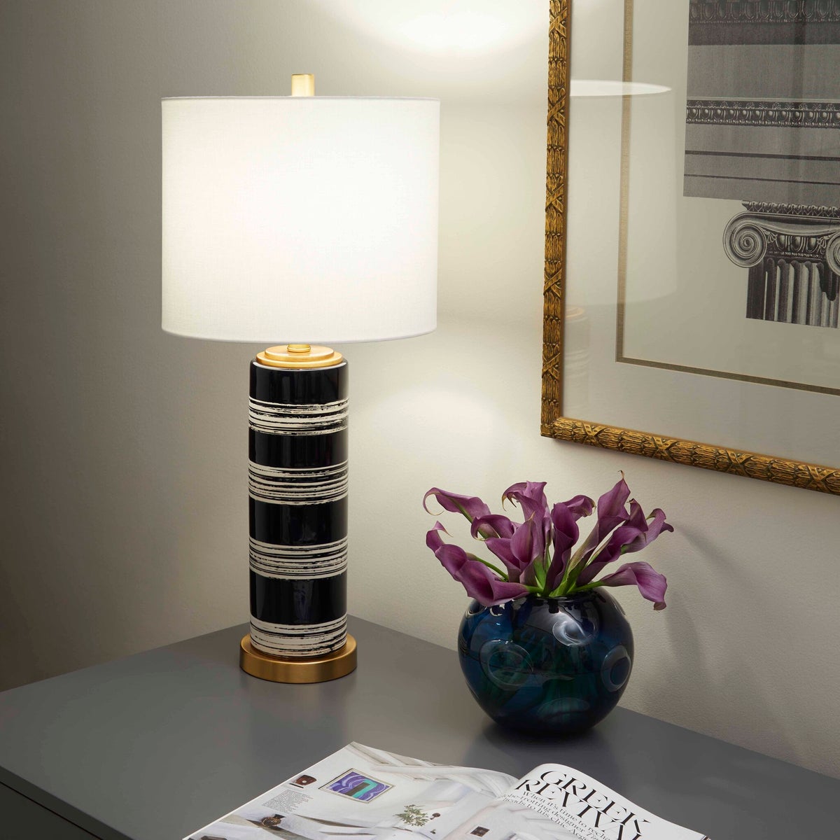 Bristle Brush Table Lamp in office.