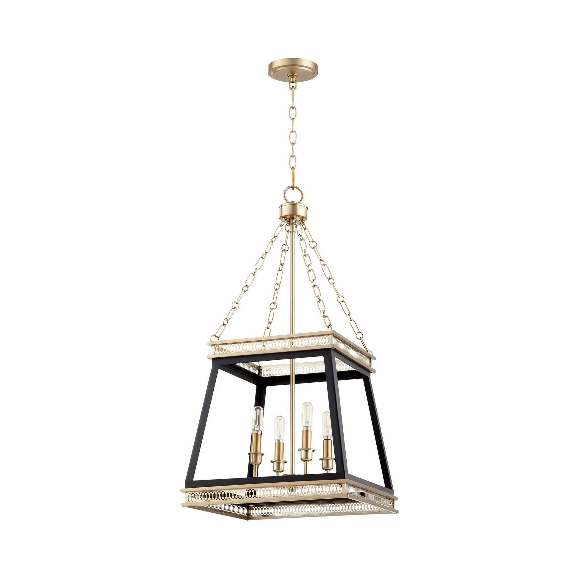 Gerard Pendant Light in Noir/Aged Brass.